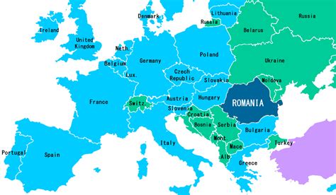 where is romania on europe map